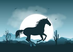 Wild Horse Landscape Illustration vector