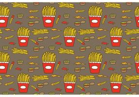 Free Fries with Sauce Pattern Vector