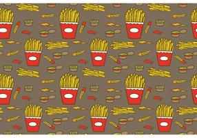 Free Fries with Sauce Pattern Vector