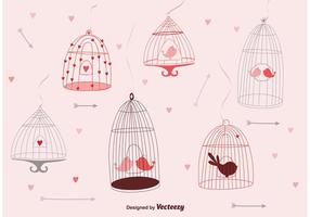 Cute Bird Cages vector