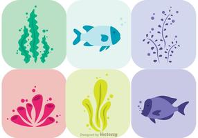 Colorful Coral Reef with Fish Vector Pack