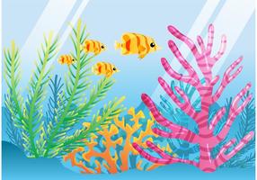 Bright Coral Reef with Fish Vector