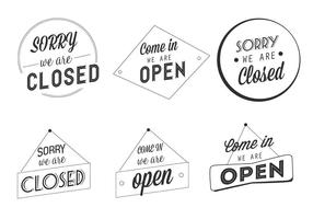 Free Vector Open and Closed Business Labels