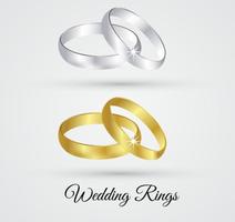 Gold and Silver Wedding Rings vector