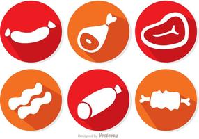Long Shadow Meat Icons Vectors