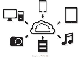 Cloud Computing Concept In Black And White Vector