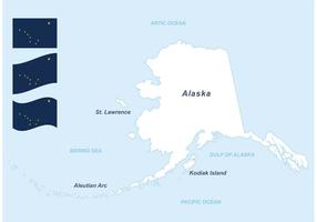 Libre Mapa Del Vector De Alaska Y Banderas