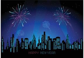 Free Cityscape With Fireworks Vector