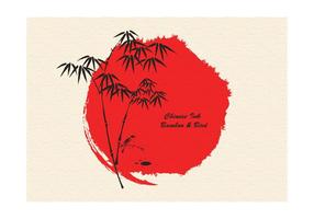 Free Vector Ink Drawn Bamboo And Bird