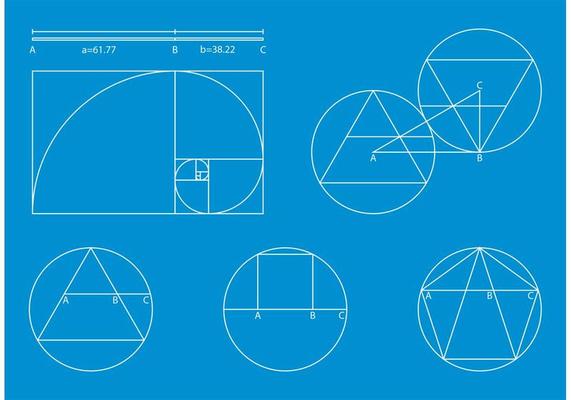 Golden Ratio Blue Print Vector 