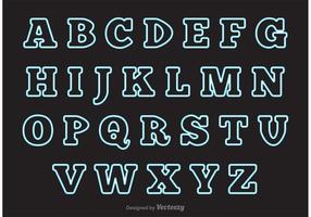 Alfabeto de estilo neón azul vector