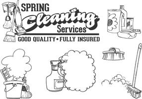 Vector Drawn Cleaning Service Vector Set