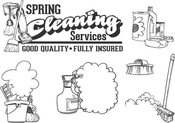 Vector Drawn Cleaning Service Vector Set