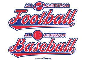 Football  Baseball Typographic Labels vector