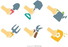 Gardening Hands Vector Set