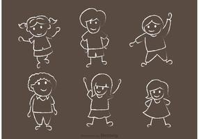 Happy Kids Tiza Dibujado Vector Pack