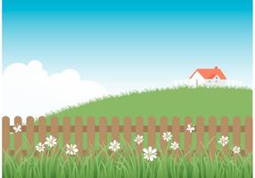 Free Wooden Picket Fence With Grass vector