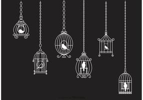 Hanging White Vintage Bird Cage Chain Vector
