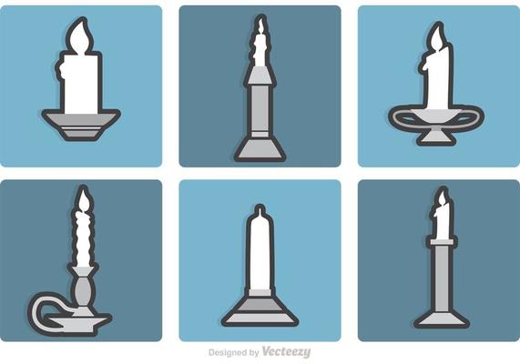 Set Of Silver Candlesticks Vectors
