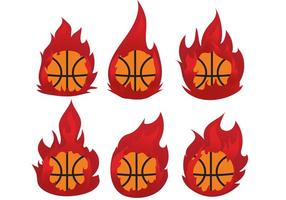 Pack de vectores de baloncesto en fuego