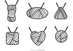 Ball Of Yarn Outline Icons Vector