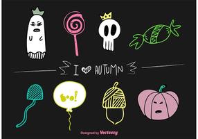 Autumn Halloween Vector Doodles