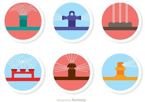 Lawn Sprinkler System Icons Vector