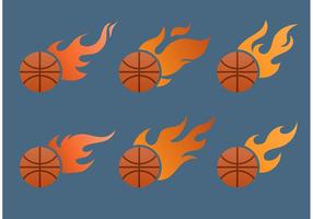 Flaming Basketball Vector Set