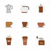 Free Flat Line Vector De Café Iconos