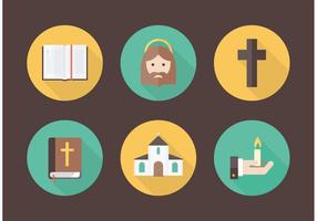Iconos libres del vector del cristianismo del plano
