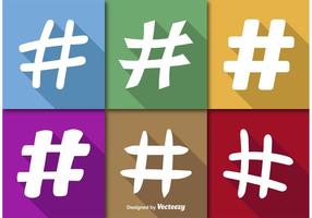 Hashtags Flat Vector Icons