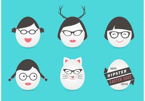 Free Female Hipster Easter Eggs Vector