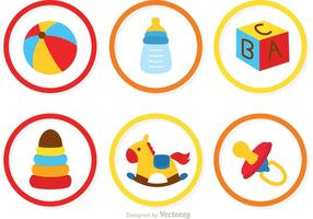 Collection Of Baby Toys Icons Vector