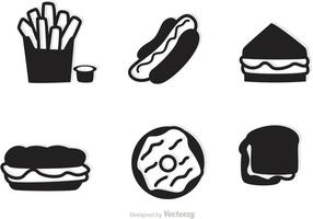 Iconos de comida rápida siluetas de vectores