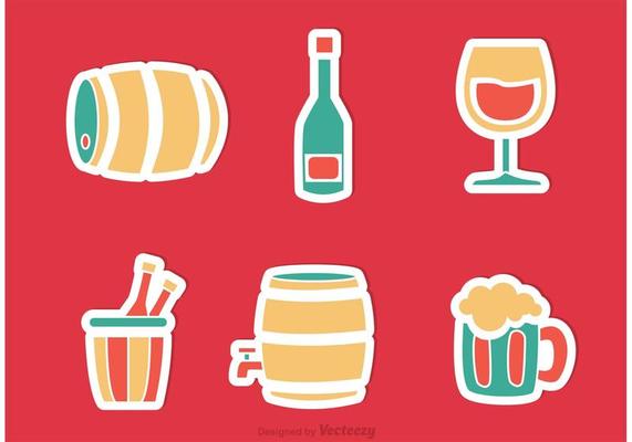 Alcohol drinks stickers Royalty Free Vector Image