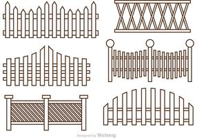 Fence Outline Icons Vector