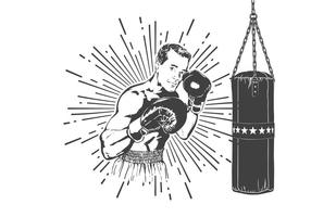 Libre Viejo tiempo boxeador ilustración vectorial vector