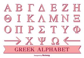 Alfabeto griego rosado decorativo