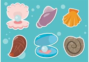 Pearl Shell Sticker Vectors