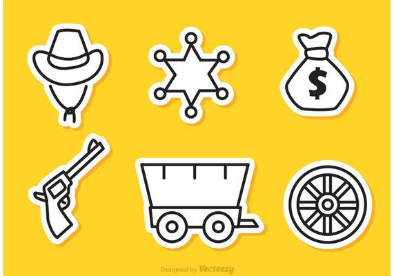 Wild West Outline Icons Vector
