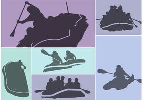 River Rafting Silhouette Vector Set