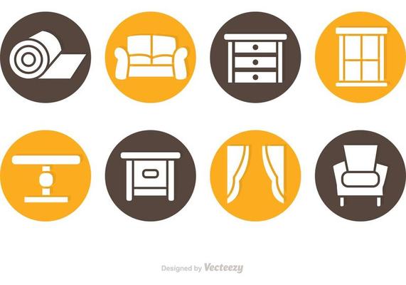 Circlular Home Interior Icon Vectors
