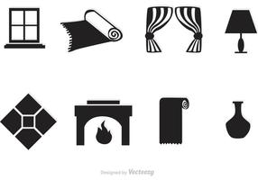 Black Home Interior Vector Icons