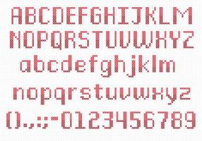 Red Cross Stitch Upper and Lowercase Vector Type