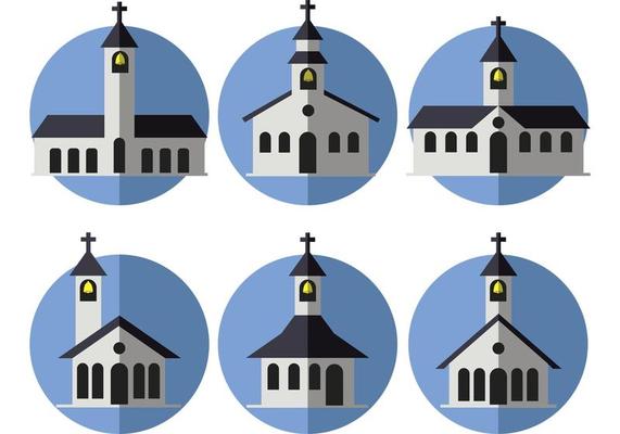 Flat Country Church Vectors