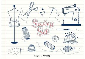 Hand-Drawn Vector Sewing Set