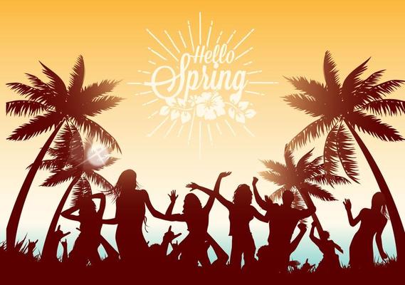 Free Dancing On The Beach Vector Illustration