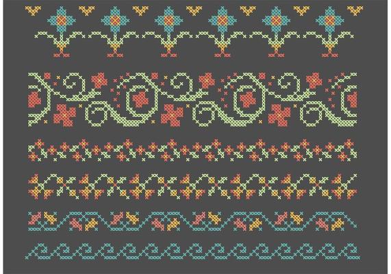 Cross Stitch Flower Border Set