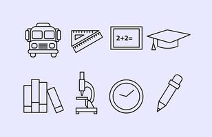 Iconos del vector del esquema de la escuela