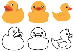 Rubber Duck Color And Outline Vector